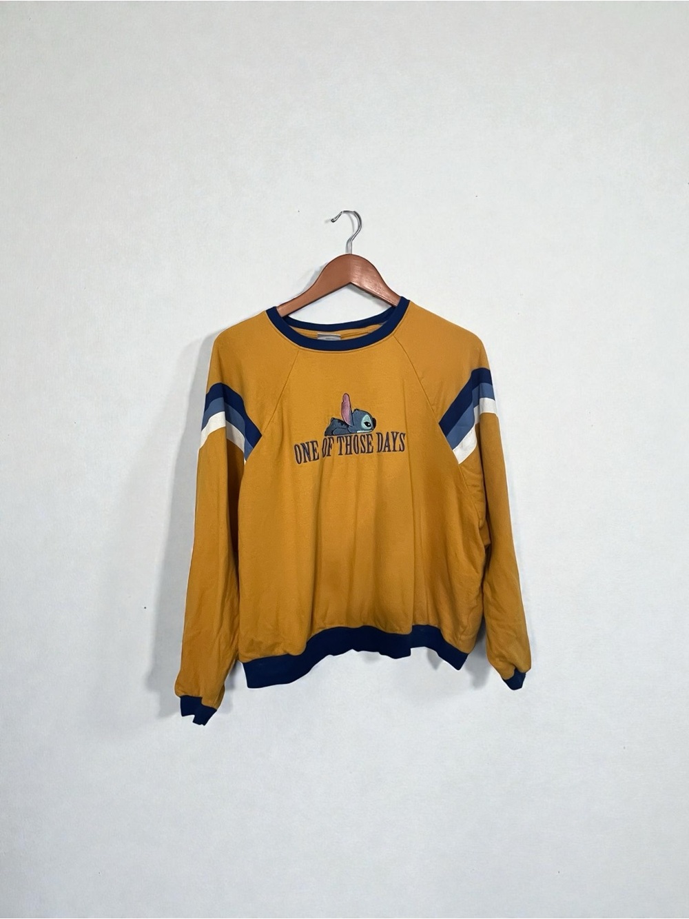 Disney Stitch “One of those Days” 100% Cotton Blue Mustard Sweatshirt size M